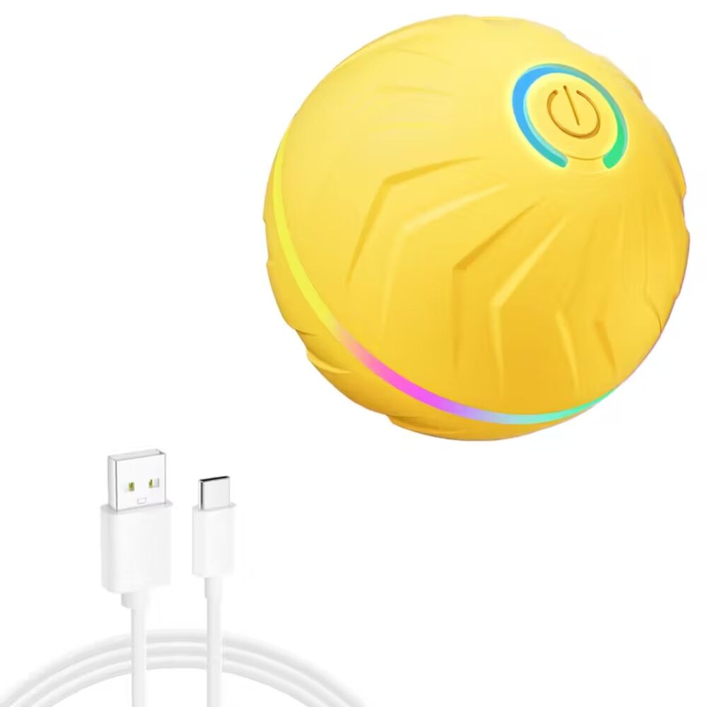 NIB-Interactive Dog Ball, Durable and USB Rechargeable YELLOW Pet Toys - Picture 9 of 9